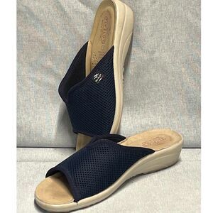 Fly Flot Made in Italy Anatomical Comfort Slide Sandals Navy Mesh EU 38 US 7.5